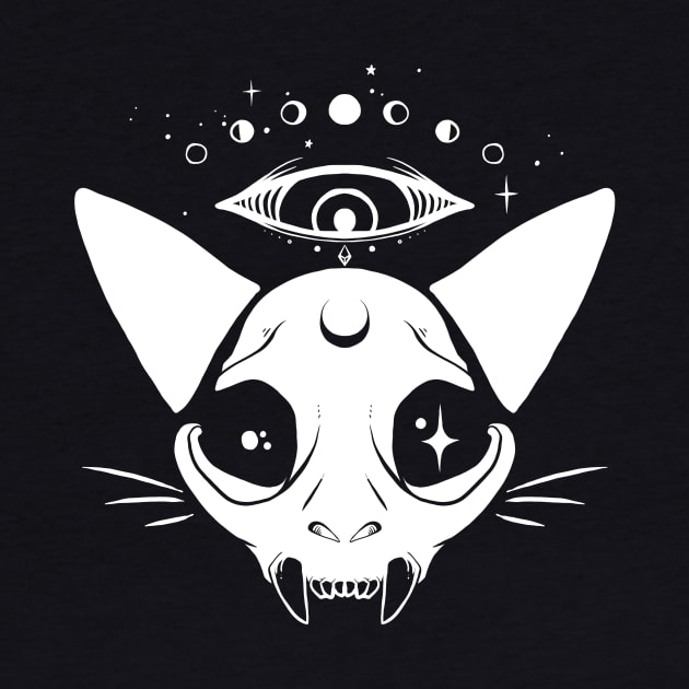 Space Cat Skull With Third Eye by cellsdividing